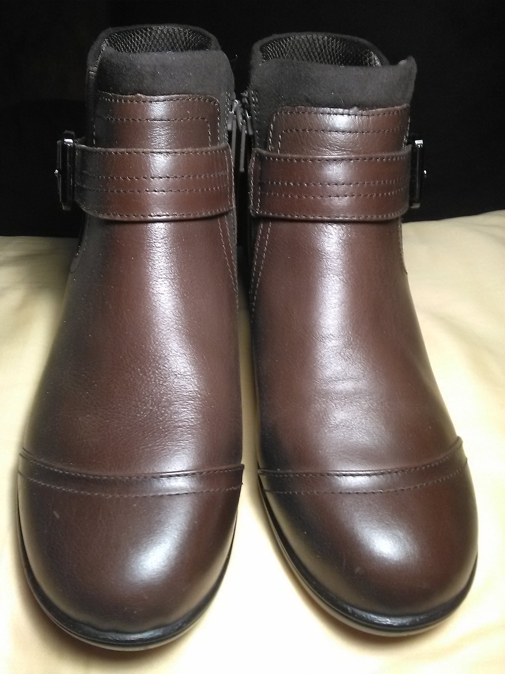 NWOT ORTHOFEET BIOHEEL Brown Leather Ankle Booties Side Zipper & Buckle SZ. 8.5 - Picture 9 of 10